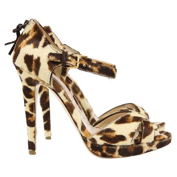Miu Miu Ankle Strap Sandals in Animal Print Ponyhair - Picture 1 of 8